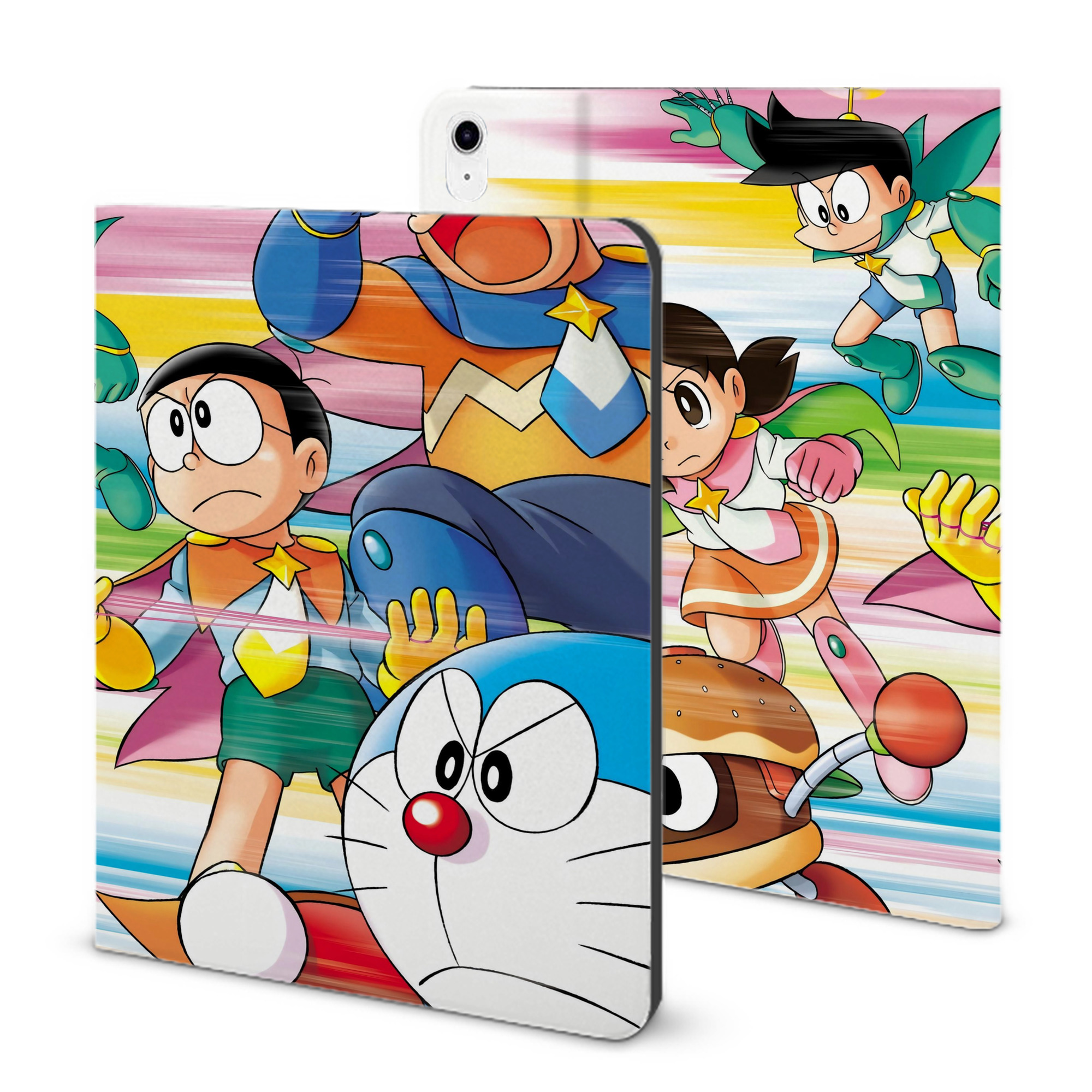 （画像用） ドラえもん Doraemon IPad ケース ブック型 PUレザー TPU 耐衝撃 軽量 薄型 ペン収納なし 全面保護 IPad 各モデル対応